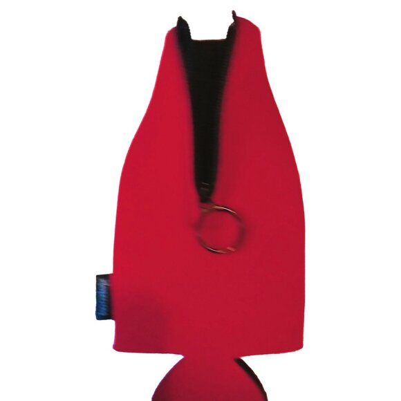 Koozie Bottle Cooler Red Zipper Party Summer Boat Drinks Red SPR - Picture 3 of 4